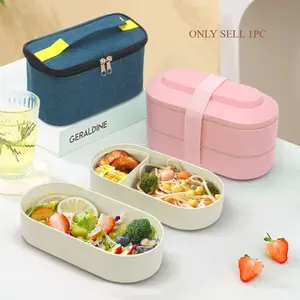 1pc New Double-Layer Bento Box Set - Microwave-Safe Lunch Box with Insulated Bag, Utensils & Compartments, Leak-Proof Food Container for Office Workers & Students