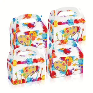 12pcs Splash Ink Watercolor Paint Trays, Artistic Graffiti Party Favor Boxes for Candy, Snacks & Gifts, Handheld Cardboard