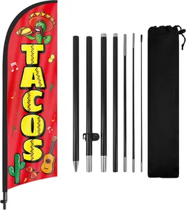 Tacos  Flag Banner with Pole & Stake, Advertising Sign for Tacos Business - 8Ft