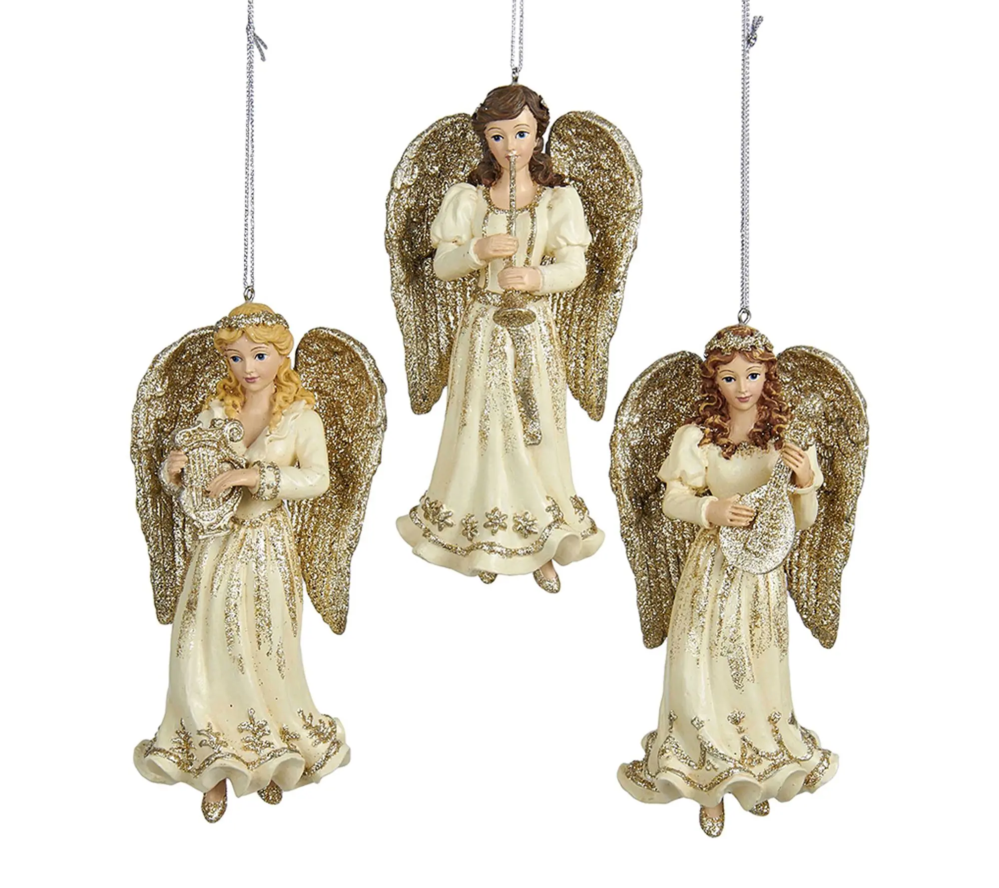 RC Home Decor-Set of 3 Gold Glitter Angel Christmas Ornaments