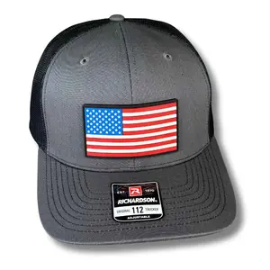 American Flag PVC Patch Hats - Patriotic Apparel - Richardson 112, FLEXFIT Fitted - Ponytail Caps