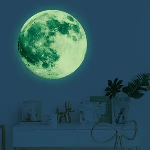 Glow-in-the-Dark Moon Wall Decal – Decorative Luminous Moon Sticker (Green / Blue / Pink Glow)
