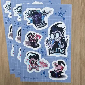 Dib Invader Zim Sticker Sheet - Colorful y2k Cartoon Stickers for Laptop, Water Bottle, Scrapbook, Gift | Glossy Waterproof Vinyl Decals