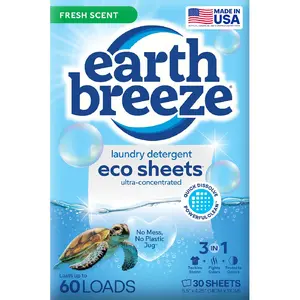 Fresh Scent Laundry Tablets - 60 uses, no liquid soap needed - suitable for travel, compatible with both hot and cold water cycles, removes stubborn stains and odors - gentle on skin, pack of 30