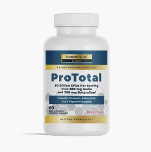 Nature's Lab Gold ProTotal Probiotic 60 Billion CFU – Prebiotic, Postbiotic & Synbiotic Supplement with 10 Strains & Butyrate Support – Digestive & Gut Health – 60 Capsules