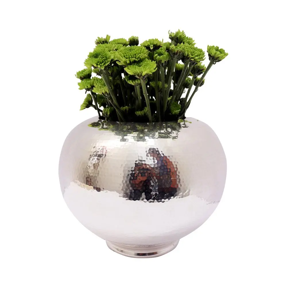 Handmade Craft Silver-Plated "Brusela" Flower Vase, 10 in Luxury Home Decor Piece for Vase Fillers & Home Supplies
