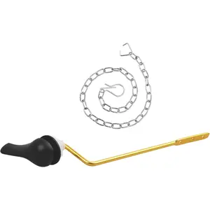 Toilet Handle Replacement Kit, Side Mount Toilet Trip Levers with Seal Gasket and Nut, with Stainless Steel Flapper Chains, Universal Replacement for Most Toilets (Matte Black)