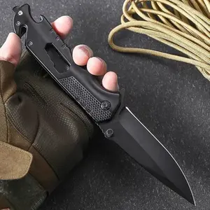 5-in-1 Men's Multifunctional Folding Knife with Bottle Opener Glass Breaker Safety Belt Cutter and Wrench Tool Accessories Portable Stainless Steel Fruit Knife High Hardness Outdoor Christmas Gift Survival Gear