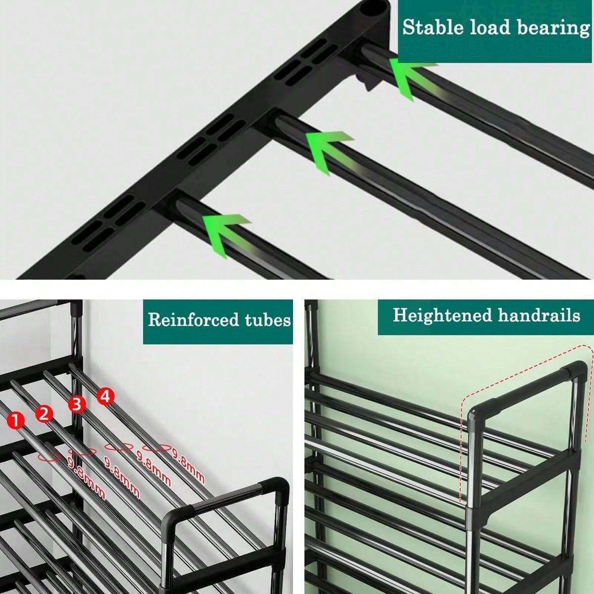 TAIMASI 1pc Multi-Layer Shoe Rack, Black Shoe Storage Stand, Simple Household Shoe Storage And Organization, Multifunctional Storage Shelf, Space Saving Shoe Rack, Suitable For Doorway, Bedroom, Corridor