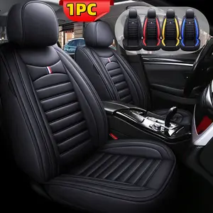 Perforated Napa Leather Car Seat Covers Waterproof Wear Resistant PU Leather Soft Comfortable Anti Dirty Anti Scratch Car Front Single Seat Protective Cover 1PC