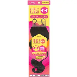 Outre Honey Punch 100% Unprocessed Remy Human Hair 4x4" Lace Closure - BODY 10/12/14"