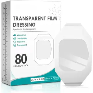 Sports & Outdoor 80 Packs Transparent Film Dressing 2.375" x 2.75" - Waterproof Bandages for Swimming, Showering, Wounds, Post Surgical Shower or IV Shield, Tattoo Aftercare Bandage, Scar Therapy, Adhesive Patches