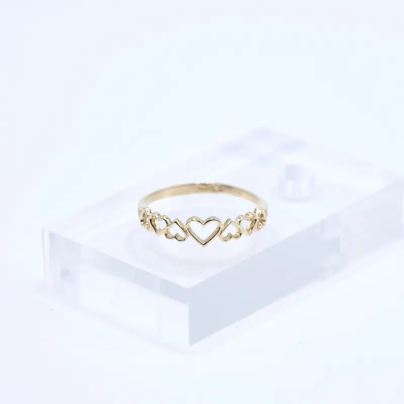 14KT Gold Heart Link Ring - Dainty Everyday Wear Ring