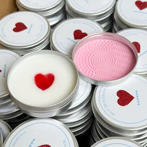 Makeup Brush Cleaner Soap with Silicone Cleaning Pad, Solid Brush Cleansing Bar for Makeup Tools, Powder Puff & Sponge Cleaner, Essential Beauty Tool Cleansing Kit