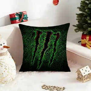 1PC M-Monster Energy logo-E throw Cushion, machine washable with double-sided printing, soft plush fabric, with a zipper closure, suitable for home decoration, Bedroom Decorative Accessories, for living room sofas, bedrooms