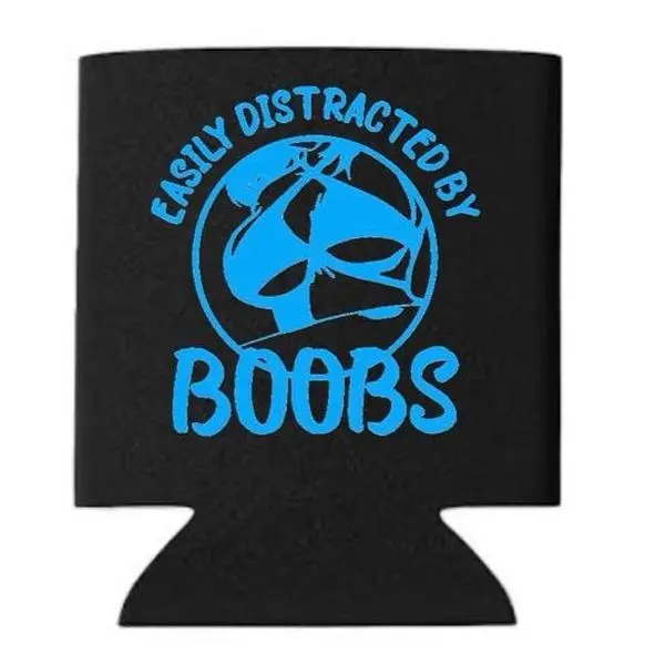 Easily distracted black Neoprene Koozies Can Coolers for 12oz 16oz 20oz 24oz and More Premium DTF Print Heat Pressed One Sided Funny Unhinged Designs Great for Men Women Gifts hunting outdoors Sitka