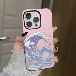 wave, bubbles, stars Soft And Hard Two-In-One Film Printed Full Pattern Case For IPhone 16 15 14 13 1211 Pro Max Plus Phone Case