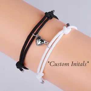 Custom Engraved Magnetic Heart Bracelet for Couples