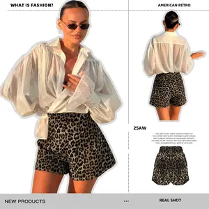 Women's Trendy & Versatile Leopard Print Shorts Slim Fit Flattering Stylish Ins Style Bottoms for Womenswear