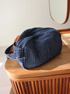 Large Capacity Travel Storage Bag, Side Handle Cosmetic Pouch, Makeup Organizer Pouch, Washable Toiletry Bag, Unisex Classic Striped Design, All Seasons Use