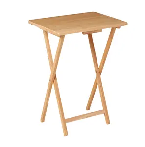 Indoor Single Folding TV Tray Table Natural Wood Design Compact & Portable for Home Use