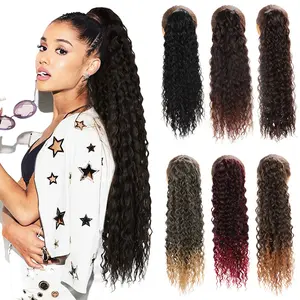 DB-Deep Wave Curly Ponytail with Drawstring & Mesh Net Easy Wear Synthetic Ponytail-DB