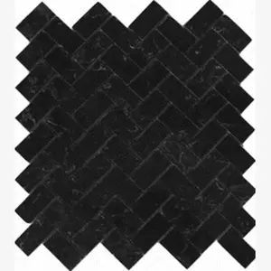 Nero Marquina 1×2 Herringbone Polished/Honed Marble Mosaic