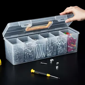 Stackable Hardware Tool Storage Box Set, Detachable Dividers, Handheld Design, Portable Tool Box, Ideal for Home and Car Tools Organization (no Inner Items)