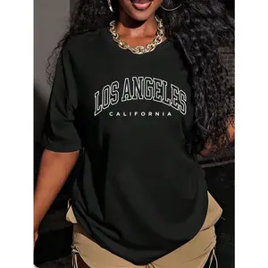Women's Los Angeles California Inspired Loose Round Neck Casual Letter Graphic Print T-Shirt - Smooth, Lightweight Fabric, Essential Style