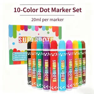 COLORARTS 10 Color Dot Markers Set Push Button No Mess Bingo Daubers for Fine Motor Skills Development and Classroom Learning Activities