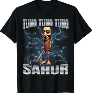 Unisex 100 Percent Cotton Graphic Tee Featuring Tung Tung Tung Sahur Theme for Women summerwins