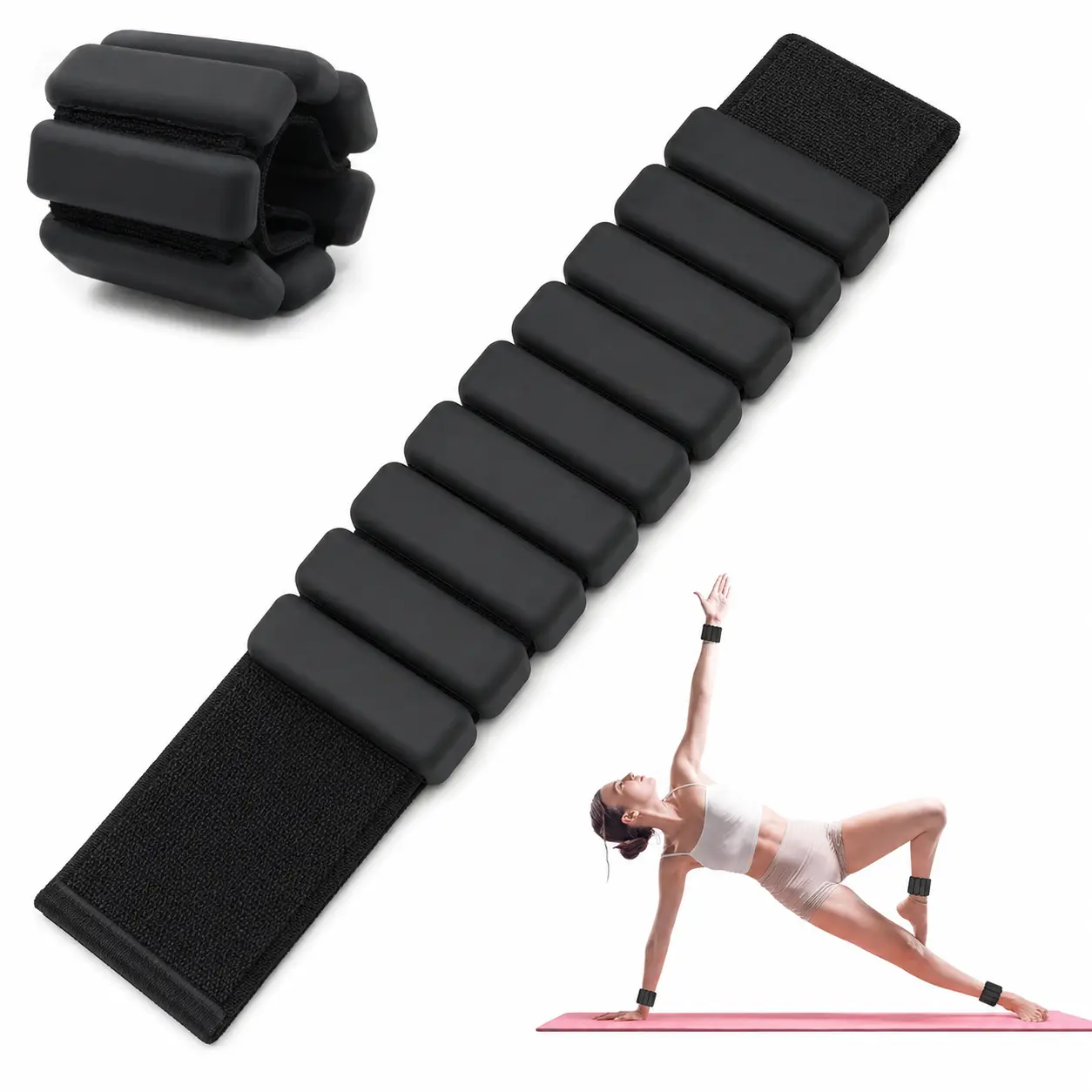 Adjustable Magnetic Ankle & Wrist Body Weights (Set of 2) - Removable Weight Packs, Snug Fit, Fitness Workout Accessories, Working Out Equipment for Core Stability, Increased Workout Intensity, Strength Conditioning Equipment, Yoga/Workout