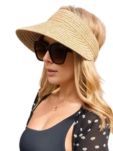 Women's Vintage Woven Sun Hat, Foldable Bohemian Style, Portable Design, Perfect for Beach Vacation Outdoor Activities Daily Wear