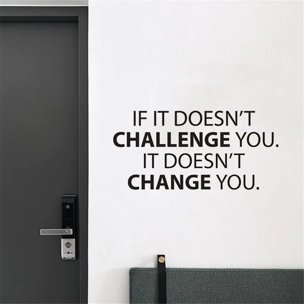 Motivational Wall Sticker, Classroom Decal, Gym Wall Art, Vinyl Inspirational Decor, Challenge Yourself Quote, Durable & Easy to Apply, Waterproof Wall Decal, Decoration Items