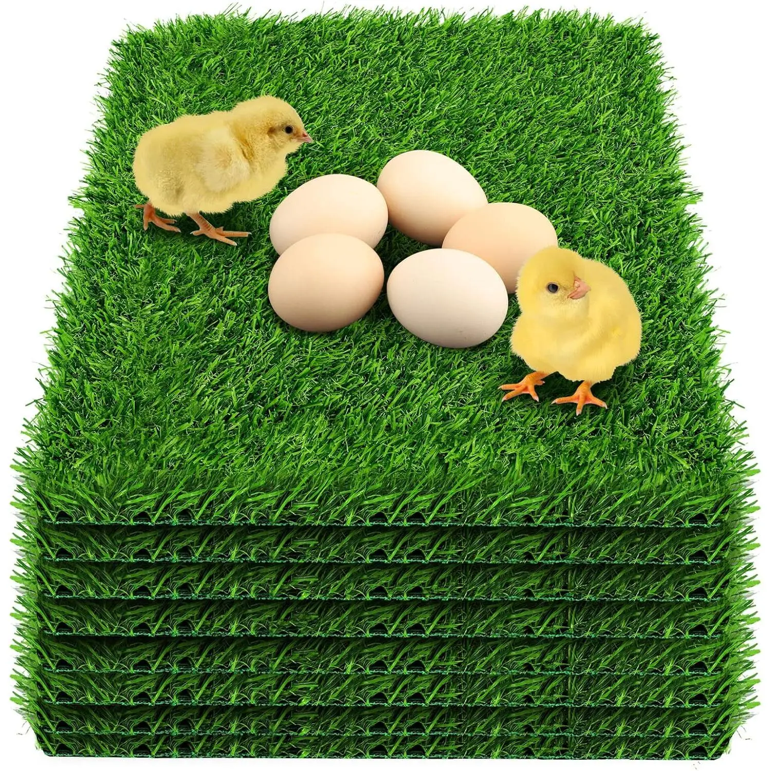 8 Pack Chicken Nesting Box Pads - Washable Artificial Grass Nesting Pads - Chicken Nesting Pads for Chicken Coop and Pet Garden Lawn Indoor Outdoor 12"x12"x1"
