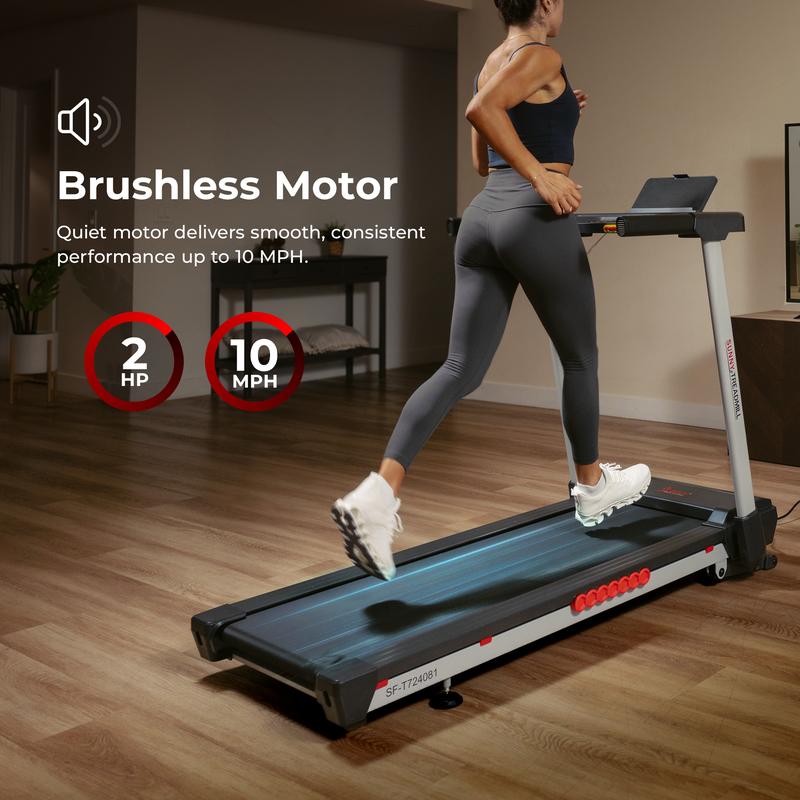 Sunny Health & Fitness Pace 500 Smart Auto Incline Treadmill with 18" Wide Running Surface 300 LBS Capacity 12 Incline Levels & Up to 10 MPH Speed