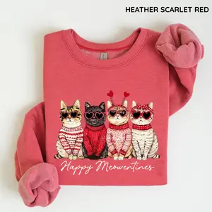 Valentine Cat Sweatshirt, Cat Lover Tee, Valentines Gift Womenswear