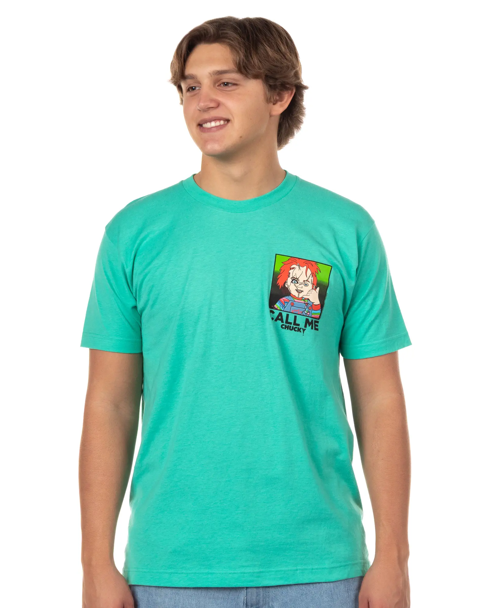 Chucky T Shirt Call Me Child's Play Horror Movie Mens Front and Back Graphic Print Adult Short Sleeve Tee