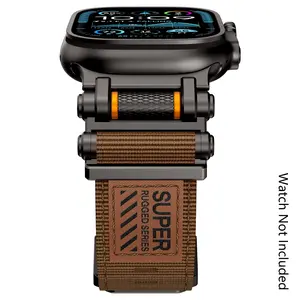 Nylon Sport Band for  Apple Watch  Ultra 3/2/1 – Military-Grade Durable & Sweatproof with Stainless Steel Connector – Fits Series 10-3/SE (42mm/44mm/45mm/46mm/49mm) - Smart Watch Strap -Black Brown (Watch Not Included)