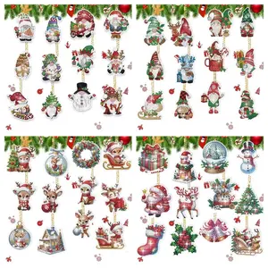 DIY Diamond Arts Colorful Painting Kit, 12pcs/set Cartoon Pattern Acrylic Material Keychain, DIY Decorative Pendant for Bag, Car, Phone, Camera, Diamond Painting Kits