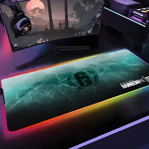 Hot Game R6 Rainbow Six Siege Mouse Pad Gamer Rgb 1000×500mm 900×400mm 800×400mm 600x300mm Desk Mat Back Light Led Mousepad Setup Gaming Accessories Deskmat Big Mousepad Backlight