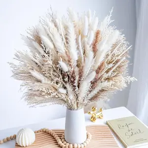 96PCS Natural Dried Pampas Grass Boho Bouquet – Natural Wedding & Home Decor