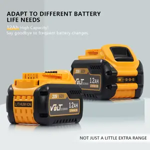 2-Pack 12.0Ah 20V/60V MAX DCB609 Compatible DEWALT Replacement Battery, Suitable for DCD999, DCF887, and DCS388 Cordless Tools