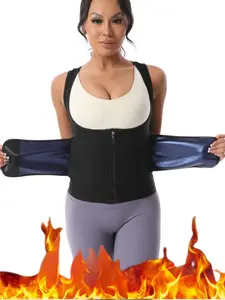 Women's Zipper Slim Waist Trainer Vest, Dual Layer Abdominal Compression, Yoga Running Sports Shapewear, Comfortable & Breathable Design
