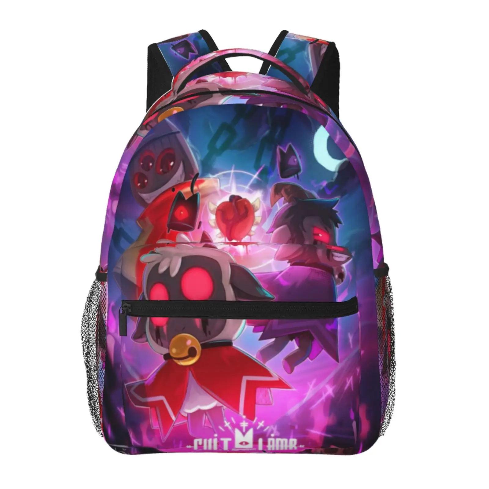 Cult of the Lamb Sheep Backpack Water Resistant Reusable Large Capacity Daypack with Sturdy Zipper Cult of the Lamb Sheep School Outdoor Travel and Hiking Backpack