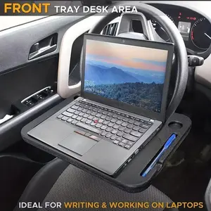 Multifunctional Car Steering Wheel Tray, Portable Table Stand for Dining, Working, Storage, Perfect Rolling Workstation, Car Accessories