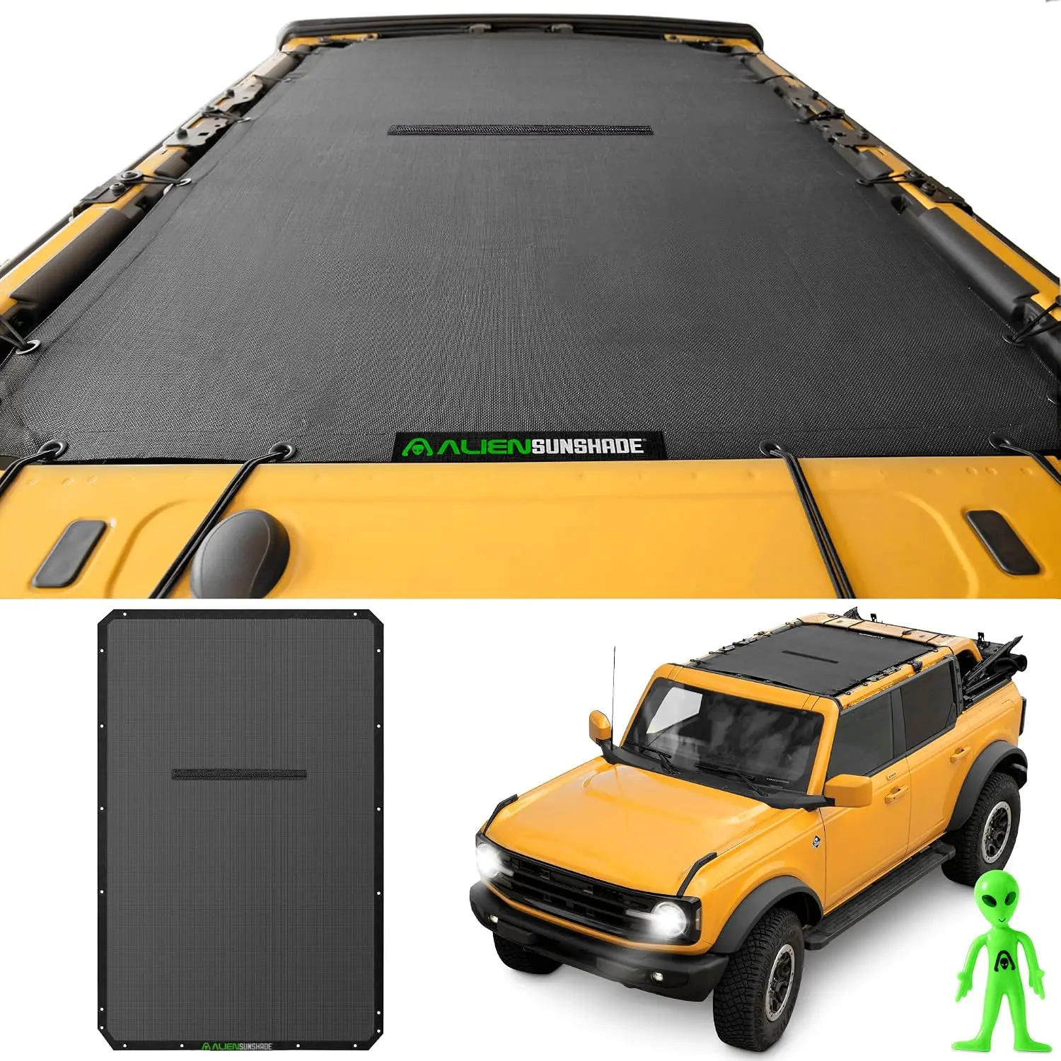Premium Mesh Fabric Alien Sunshade - Bimini Top Accessory for 2021-2026 Ford Bronco 4-Door, UV Blocking, Wind Protection, Noise Reduction