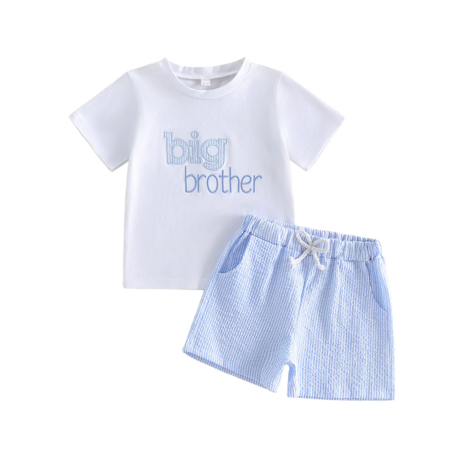 Meihuida Little Brother Big Brother Matching Outfits Short Sleeve Romper/T-Shirt+ Shorts Summer 2PCS Clothes Set