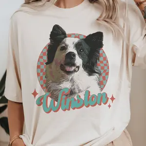 Custom Vintage Pet Unisex T-shirt, Pet Photo + Name Custom Personalized Dog, Shirts for Humans, Custom T-shirt, 90's Dog Owner Shirt