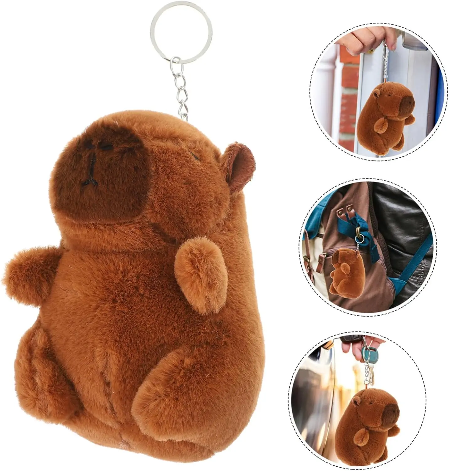 2026 New Huggable Capybara Plush Doll Keychain - Animal-Shaped Design, 360-Degree Rotatable Tail, Baby Charm, Girls’ Fashion Accessory Gift, Keychains for Women, Car Accessory, Car Keychain